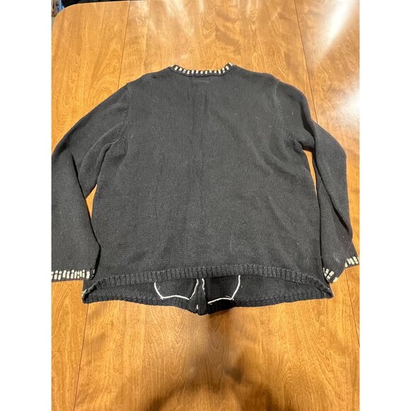 Design Originals Joy Sequin Beaded Snowman Full Zip Black Sweater Cardigan XL - Picture 11 of 11